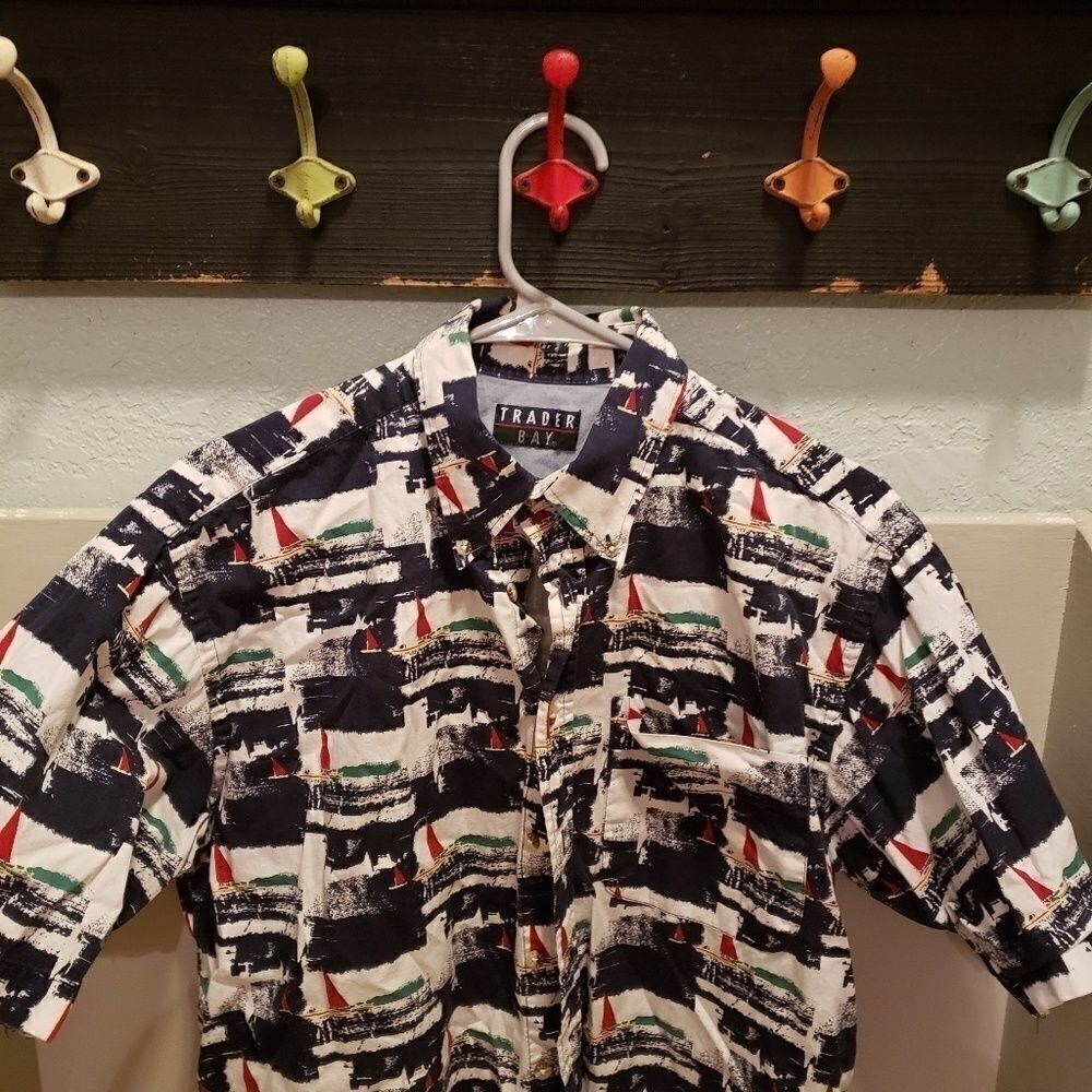 Trader Bay Novelty Shirt Sailboat Nautical sz M